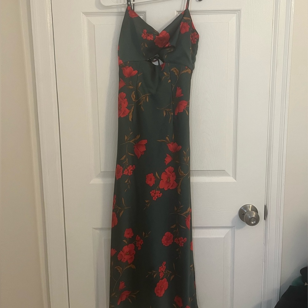 Midi green floral dress